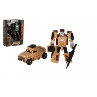 Transformator samochód/robot wojskowy plastik 14cm 2 kolory w pudełku 13x18x5cm