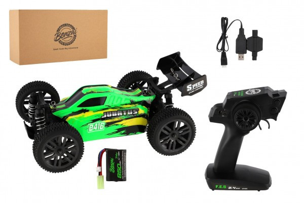 Samochód RC Buggy Bonzai Jubatus terenowy 30cm plastikowy zielony akumulator 2,4 GHz + 2xdoba. pakuj w kraba. 40x14