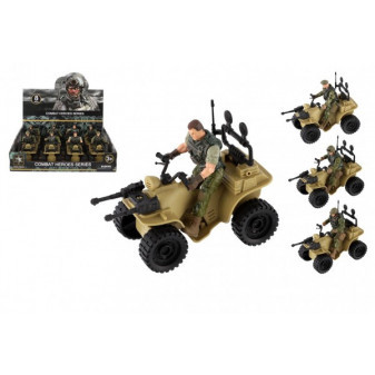 Quad z plastikowym żołnierzem 14cm do swobodnego biegania 4 typy 8 sztuk w pudełku
