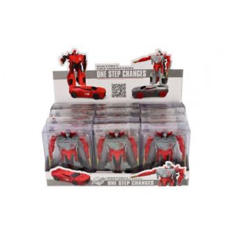 Transformator samochód/robot plastik 12cm 2 kolory w pudełku 10x13cm 12 szt w pudełku