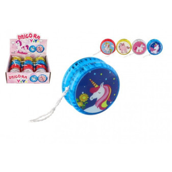 Yo-yo jednorożec świecący plastik 5,5 cm na baterie 4 kolory 12 szt. w kartonie