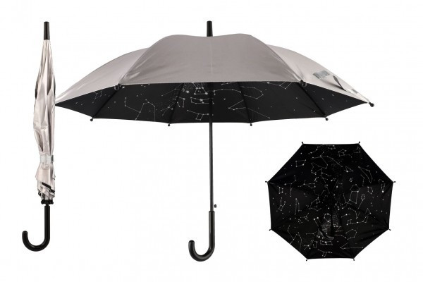 Parasol strzelający gwiaździstym niebem 70 cm metal/plastik srebrny w torbie