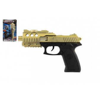 Plastikowy pistolet z kołem zamachowym 20x13cm na karcie