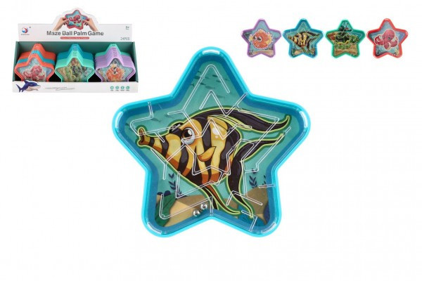 Puzzle labirynt z gwiazdą-kulką plastikową 9cm 4 kolory