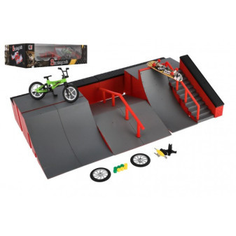 Skatepark - rampy, kółko do palców, deskorolka plastikowa z akcesoriami 2 kolory w pudełku 43x25x12cm