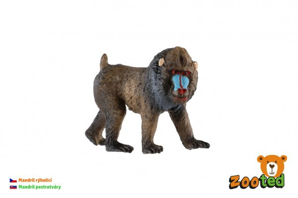 Mandryl warczący samiec małpy zooted, plastikowy, 7 cm w torbie