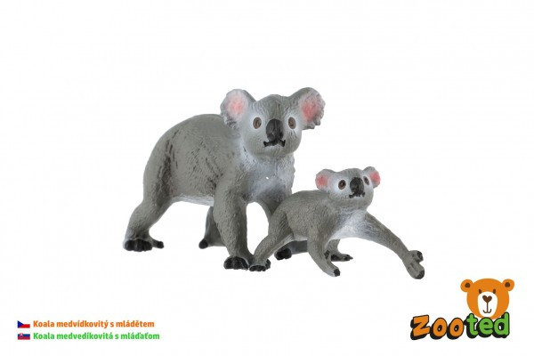 Koala przypominająca misia 2 szt. samiczka z młodym plastikiem 4-6cm w woreczku