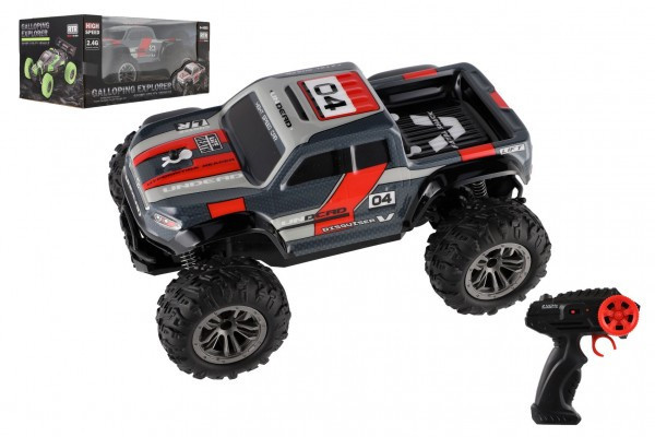Samochód RC do odbioru terenowego z tworzywa sztucznego 25 cm 2,4 GHZ na baterie szaro-czerwony w pudełku 32x14x18 cm