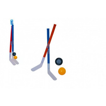 Kij do hokeja na trawie 2 szt plastik 72cm + piłka do unihokeja + plastikowy krążek w siatce