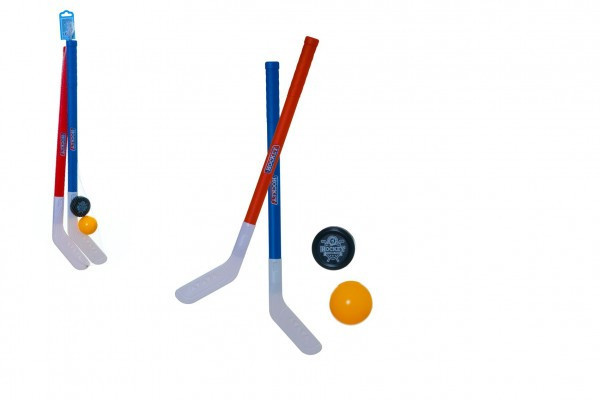 Kij do hokeja na trawie 2 szt plastik 72cm + piłka do unihokeja + plastikowy krążek w siatce