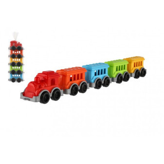 Lokomotywa/Pociąg + 4 wagony plastikowe w siatce 5x24x10cm