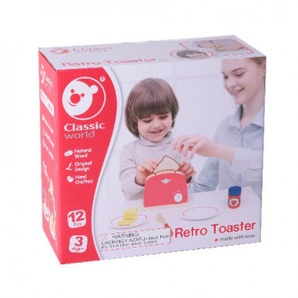 Drewniany toster retro z akcesoriami