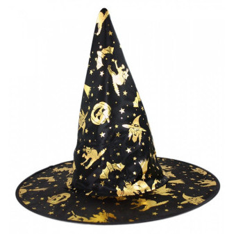 Dziecięca czapka z czarownicowym złotym dekorem
