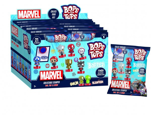 Znaczki Marvel Bops/Tops mix typów w woreczku