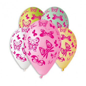 Balon/Balony nadmuchiwany motyl 12'' średnica 30cm 5 sztuk w woreczku