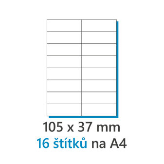 Etykieta 105x37mm/100 szt, A4 biała, Etykiety 1/16