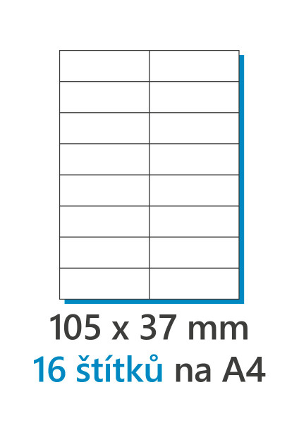 Etykieta 105x37mm/100 szt, A4 biała, Etykiety 1/16