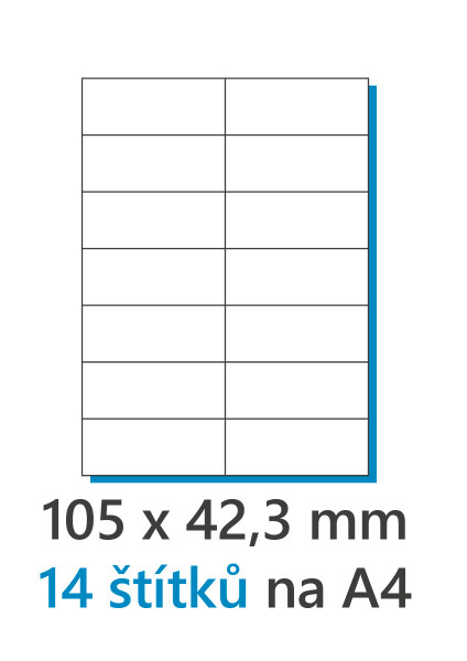 Etykieta 105x42,3mm/100szt A4 biała 1/14