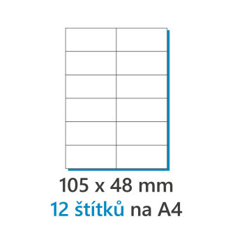 Etykieta 105x48mm/100 szt. A4 biała, Etykiety 1/12