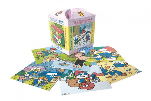 Gra pamięciowa Smerfy MAXI gra planszowa papierowa 40 dużych kart w pudełku 8x9,5x8cm