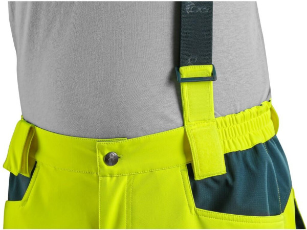 Spodnie odblaskowe CXS BEDFORD, męskie, softshell, żółto-petrol, rozmiar 48
