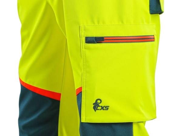 Spodnie odblaskowe CXS BEDFORD, męskie, softshell, żółto-petrol, rozmiar 52