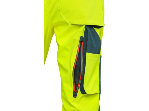 Spodnie odblaskowe CXS BEDFORD, męskie, softshell, żółto-petrol, rozmiar 54