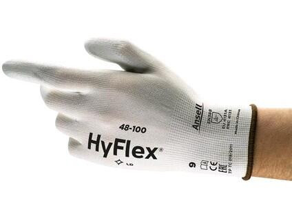Rękawice ANSELL HYFLEX 48-100 zanurzone w poliuretanie, rozmiar 09