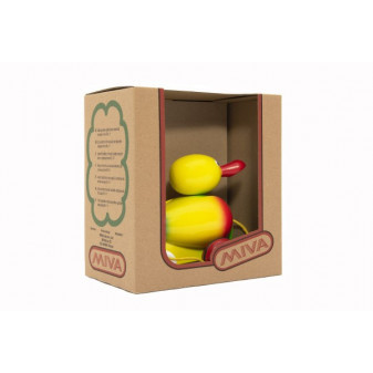 Kaczka ciągnąca żółte drewno 16cm w pudełku