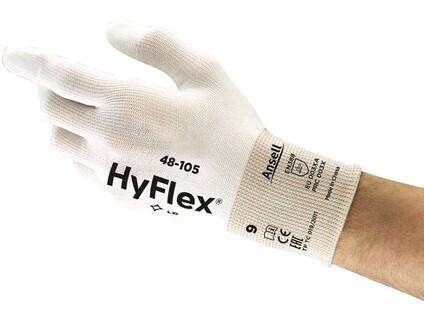 Rękawiczki ANSELL HYFLEX 48-105, zanurzone w poliuretanie, rozmiar 06