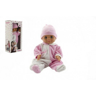 Lalka/Baby Hamiro 40cm, solidny biały różowy kombinezon + różowa czapeczka w pudełku 20x43x13cm