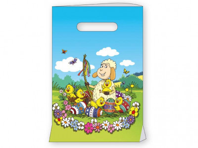 Wyprzedaż wielkanocnej torby PE 20x30cm z nadrukiem - wzór 6 Owce