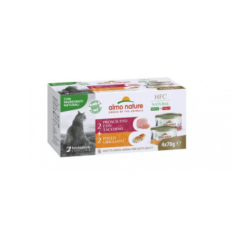 Almo Nature HFC Made In Italy grillowany kurczak/szynka z indykiem w opakowaniu zbiorczym 4x70g