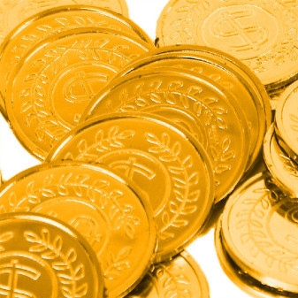 Złote monety w woreczku