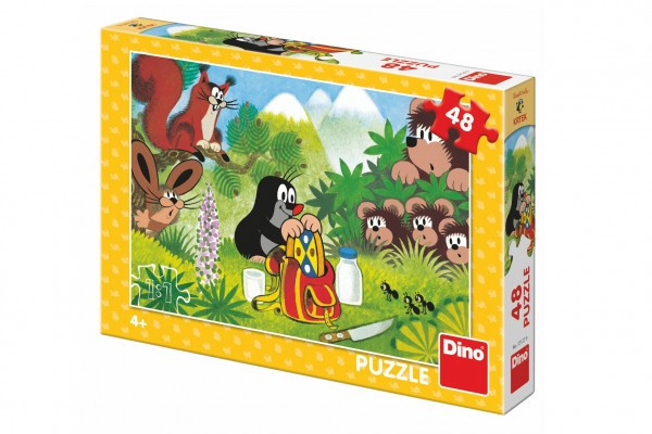 Puzzle z krecikiem i przekąską 48 sztuk 26x18cm w pudełku 27x19x4cm