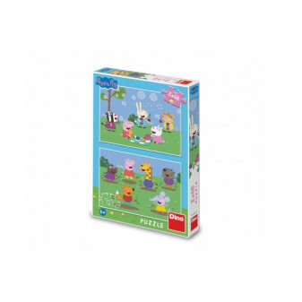 Puzzle 2 w 1 Świnka Peppa i przyjaciele 2x48 elementów w pudełku 19x27x4cm