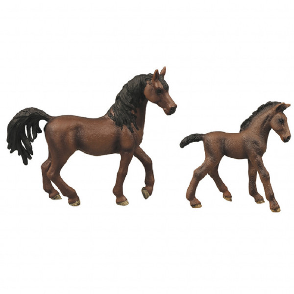 Zestaw 2 koni z wybiegiem czekoladowo-brązowy