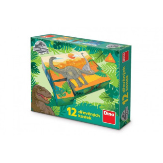 Kostki do gry Jurassic World drewniane 12 szt. w pudełku 22x18x4cm