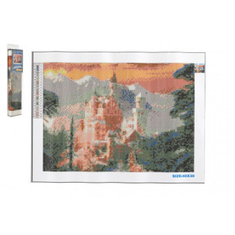 Diamentowy obraz Neuschwanstein zimą 40x30cm z dodatkami w blistrze 7x33x3cm