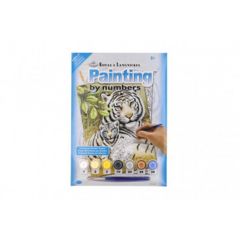 Maluj po numerach Białe tygrysy 22x30cm farbami akrylowymi i pędzlem na kartonie