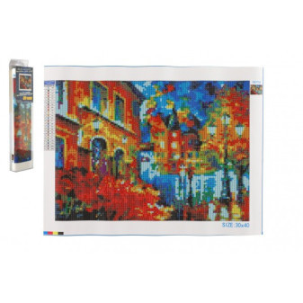 Diamentowy obraz Spacer po mieście z przyjaciółmi 40x30cm z dodatkami w blistrze 7x33x3cm