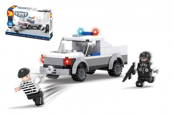 Zestaw budowlany Dromader Swat policja samochodowa 98 sztuk w pudełku 19x13x5cm