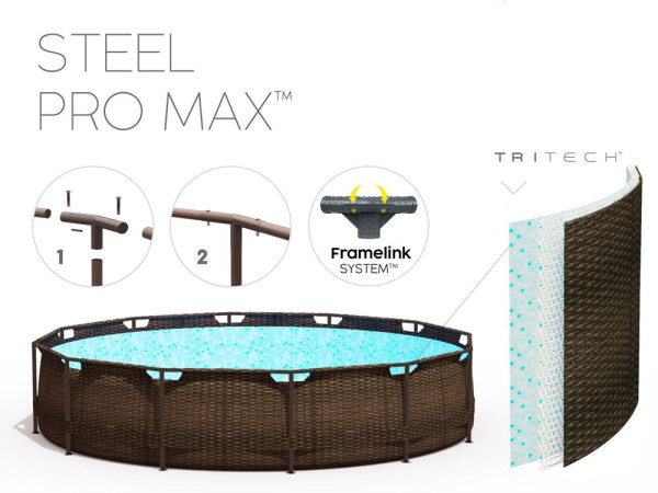Bestway Steel Pro Max Rattan 3,66 x 1 m 56709 + Filtracja wkładowa + Schody