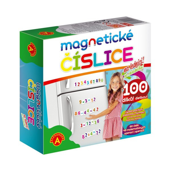 Cyfry magnetyczne na lodówkę 100 sztuk w pudełku 19x18x5cm
