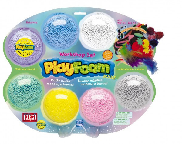 PlayFoam® Piłka modelarska/plastikowa z akcesoriami 7 kolorów na karcie 34x28x4cm