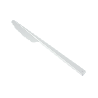 Nóż plastikowy PS 18cm biały jasny, wielokrotnego użytku, 50 szt