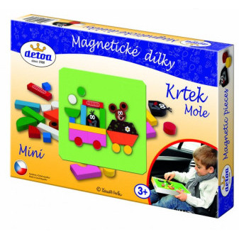 Magnetické dílky mini Krtek dřevo 27ks v krabici 27x19x3cm