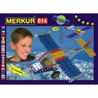 Zestaw budowlany MERKUR 014 Samolot 10 modeli 141 szt w pudełku 26x18x5cm