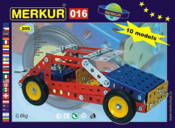 Zestaw budowlany MERKUR 016 Buggy 10 modeli 205 szt w pudełku 26x18x5cm