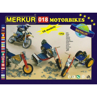 Stavebnice MERKUR 018 Motocykly 10 modelů 182ks v krabici 26x18x5cm